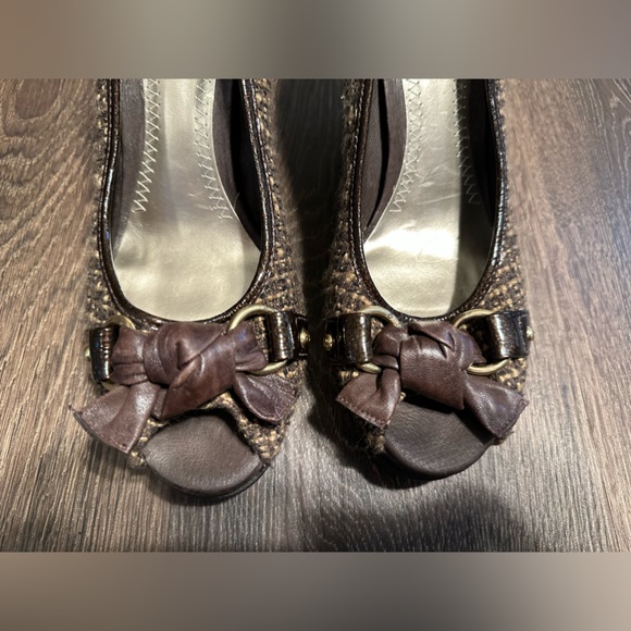SPERRY Top-Sider 'Silverside' brown BOW open-toe platforms wedges size 8 - Picture 4 of 13
